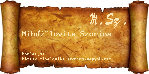 Mihálovits Szorina névjegykártya